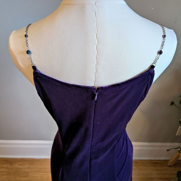 Vintage 90s Scott McClintock Purple Velvet Gown Maxi Dress Whimsygoth Size 5/6 - Picture 10 of 12